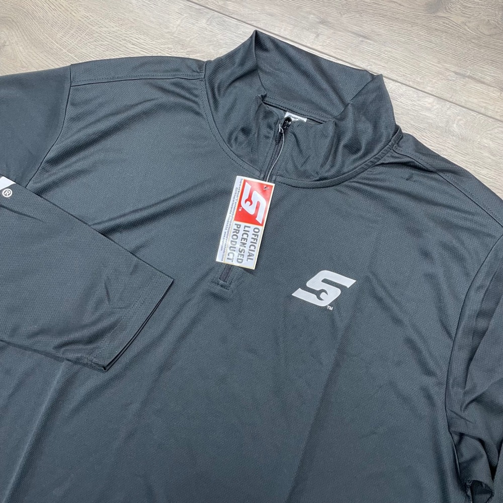 Snap-on 1/4 Zip Pullover Mens XL Black Long Sleeve Performance Shirt Logo NWT